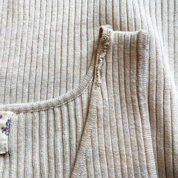 Hippie Rose Ribbed Knit Sleeveless Dress Slit Buttons Sz L Oatmeal Beige #281L - Picture 6 of 10